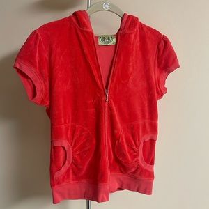 Juicy Couture Y2K Hooded Cap Sleeve Zip Front Top